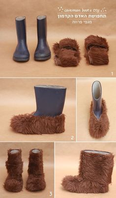 step by step instructions on how to make a furry boot for someone's feet