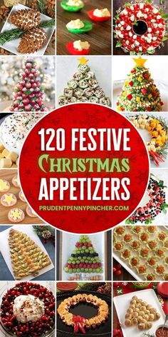 twelve festive christmas appetizers with text overlay