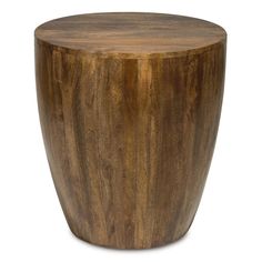 a wooden stool that is made out of wood and has a round shape on the top