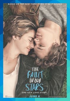 the fault in our stars movie poster with two people laying on grass and looking at each other