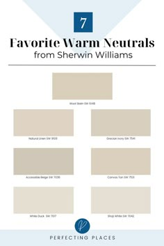 the 7 favorite warm neutrals from sherylin williams's info sheet for her website