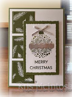 a card with a christmas ornament on it