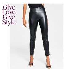 in stock Womens Capris, School Looks, High Rise Leggings, Faux Leather Leggings, Deep Black, Leather Leggings, Leather Coat, Jet Black, Swimwear Tops