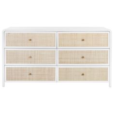 a white and wood dresser with four drawers