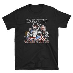 The Exploited Tour 88 Shirt• 100% ringspun cotton• 4.5 oz (153 g/m2)• Pre-shrunk• Shoulder-to-shoulder taping• Quarter-turned to avoid crease down the center 88 Shirt, The Exploited, Black Punk T-shirt With Front Print, Rage Against The Machine Shirt, Dead Can Dance, Twin Shirts, The Cramps, Love Shirt, Family Shirts