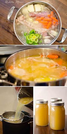 the process of making soup is shown here