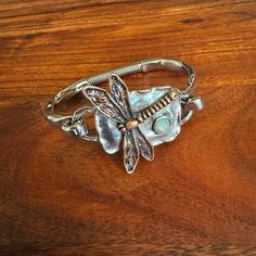 Dragonfly Silver Muted Gold/Bronze One Side Clasp Closure (See Pictures) Os. Beautiful On. New Never Worn. Nwot Adjustable Silver Jewelry With Butterfly Clasp, Dragonfly Bracelet, Metal Work, See Pictures, See Picture, Womens Jewelry Bracelets, Metal Working, Silver Gold, Women Jewelry