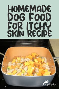 homemade dog food for itchy skin recipe in a casserole dish on the stove