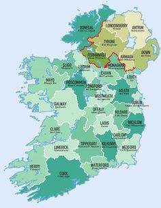 a map of ireland showing the major roads