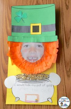 a child's st patricks day craft with a leprechaun hat