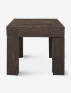 a square wooden table with two legs