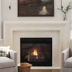 Melrose Mantel shown in Limestone Finish Natural Stone Tile Fireplace, Flush Hearth Fireplace, Transitional Fireplace Mantle, Stone Cast Fireplace, Traditional Fireplace Ideas, Classic Fireplace Design, Plaster Fireplace Surround, Stone Fireplace Mantle, Fireplace Surround Ideas