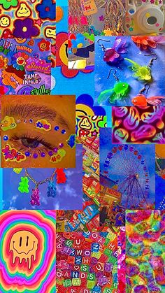 a collage of images with different colors and designs on them, including eyeliners