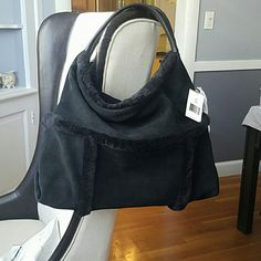 Shearling And Suede....Black On Black. Open Top. Snap Closure. Brand New. Ordered For Sister And She Did Not Like It...Wanted To Keep It But Totally Forgot I Had It. Gorgous And Soft. Comfotable Wide Strap, And Deep Bottom Uggs Handbag, Ugg Bag, Black On Black, Large Bag, Open Top, Wide Straps, Womens Uggs, Large Bags, Snap Closure