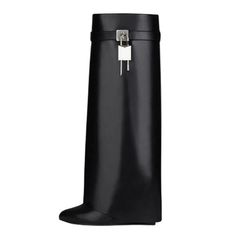 Black Leather Shark Lock Boots Black Leather High Cut Knee-high Boots, Black Leather Boots Shark, Shark Lock Boots, Lock Boots, Black Boot Heels, Givenchy Lock Boots, Shark Boots, Luxury Black Calf Leather Knee-high Boots, Luxury Black Leather Knee-high Boots