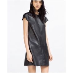 No Flaws. Never Worn. It’s Too Small For Me. Cute Detail At The Bottom Pit To Pit 17” (Picture) Length ~34” Lowest Offer Listed Black Faux Leather Dress, Zara Spring, Zara Looks, Womens Winter Dresses, Navy Shift Dress, Daily Fashion Inspiration, Faux Leather Dress, Cocktail Attire, Lovely Clothes