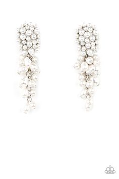 two pairs of earrings with pearls and beads on each earring, one in white