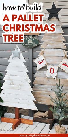 how to build a pallet christmas tree with free printables from pretty home decor