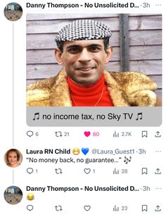 an image of a man on twitter with the caption'no income tax, no sky tv '