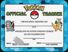 the pokemon certificate is being used to promote children's personalized items and gifts