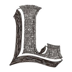 the letter l is made up of lines and has been drawn with black ink on white paper