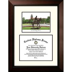 a framed diploma with a horse and rider on it