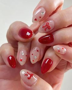 Greetings and welcome to my store. Hope you find a style you like. I only work with high-quality materials to create sturdy & long-lasting luxury press on nails that you can trust on. My nails will last for: 1- 2 days using adhesive tab (provided with the nail set) 2- 3 weeks using nail glue. You can reuse all of the nails multiple times if you take  💮 𝐒𝐢𝐳𝐞: Please follow the instruction size measurement. You can customize all the size you want ,please send your size or style all you want , Cute Christmas Nails Short Almond, Christmas Nails Jewels, Cute Winter Nails Almond, Short Almond Christmas Nails Winter, Cute Red Nails For Prom, Jelly Christmas Nails, Oval Shaped Christmas Nails, Short Christmas Nails Almond, Red Nails With Gems Rhinestones