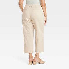 Elevate your everyday wardrobe with these High-Rise Straight Ankle Chino Pants from A New Day™. Tailored in a straight-leg silhouette, these ankle chino pants are crafted from soft, stretch twill fabric. They're designed with a fly button and zipper closure for a snug fit, while side slash pockets add space for small essentials. Pair them with anything from blouses to basic tees to tailored shirts for a variety of casual-chic outfits. A New Day™: Style that goes wherever you do. Ankle-length Chinos For Spring Workwear, Spring Ankle-length Chinos For Workwear, Spring Workwear Tapered Leg Chinos, Beige Cropped Leg Pants For Work, Summer Workwear Tapered Leg Capris, Business Casual Cropped Leg Capris For Summer, Summer Business Casual Cropped Leg Capris, Business Casual Summer Capris, Ankle-length, Summer Workwear Straight-leg Capris