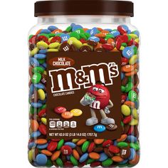 m & m's chocolate candy mix in a jar