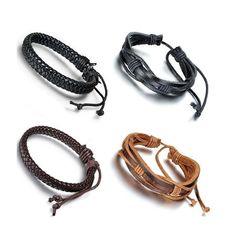 three different types of leather bracelets