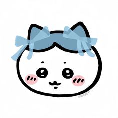 a drawing of a cat with a bow on its head