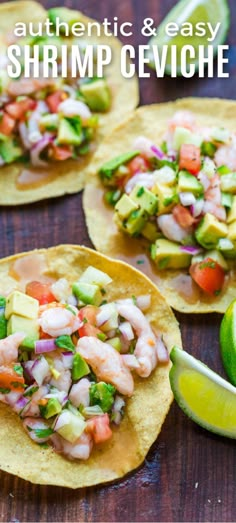 shrimp ceviche with avocado and cilantro on tortillas