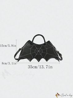 BirdinBag - Spider Web Bat Wing Crossbody Bag - Halloween Gothic Novelty Handbag with Pu Coin Purse Gothic Black Bags With Large Capacity, Black Gothic Bag With Large Capacity, Gothic Large Capacity Black Bag, Black Gothic Bag For School, Gothic Black School Bag, Black Gothic School Bag, Black Halloween Shoulder Bag Satchel, Black Rectangular Bag For Halloween, Black Crossbody Bag For Halloween