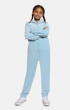 Original Velvet Kids Jumpsuit Light Blue - Onepiece Blue Cotton Onesie For Loungewear, Blue Casual Onesie For Sleep, Blue Casual Onesie For Lounging, Casual Blue Onesie For Lounging, Solid Color Casual Onesie For Loungewear, Casual Solid Color Onesie For Loungewear, Classic Jumpsuit, Kids Jumpsuit, Jumpsuit For Kids