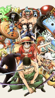 an anime poster with many characters on it