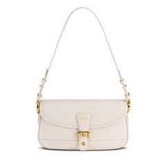 SINBONO Fiona Shoulder Bag | Travel Shoulder Bag Ivory Chic Baguette Shoulder Bag With Removable Pouch, Daily Use Baguette Bag With Gold-tone Hardware, Cream Shoulder Bag Clutch With Adjustable Strap, Versatile Beige Baguette Bag For Errands, Cream Clutch Shoulder Bag For Everyday, Versatile White Shoulder Bag With Gold-tone Hardware, Chic Baguette Satchel For Daily Use, Beige Clutch Shoulder Bag For Errands, Trendy Baguette Shoulder Bag With Gold-tone Hardware