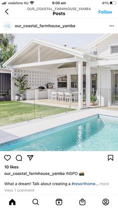 an instagramted photo of a house with a pool