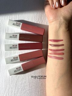 Best Lip Color, Maybelline Matte Lipstick, Maybelline Matte Ink, Lipstick Guide, Maybelline Super Stay Matte Ink, Mat Lipstick, Makeup Nails Designs, Makeup Eyeshadow Palette