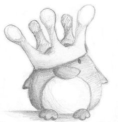 a pencil drawing of a ball with two legs and one foot sticking out from it