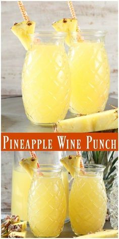 pineapple wine punch recipe in mason jars