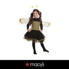 in stock Bee Costume Kids, Bee Costume Toddler, Toddler Bumble Bee Costume, Black Mesh Skirt, Queen Bee Costume, Bee Kids Dress, Bumble Bee Costume, Beauty Stocking Stuffers, Playful Unicorn Print Princess Dress For Dress-up