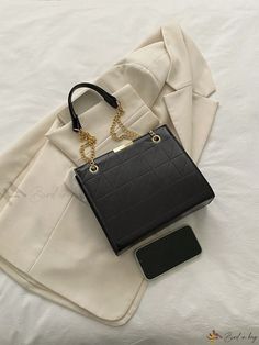 Bird in Bag - Exquisite Solid Color Chain Shoulder Bag for Women Elegant Black Chain Link Shoulder Bag, Elegant Chain Shoulder Bag Tote, Black Rectangular Shoulder Bag With Chain, Party Shoulder Bag With Gold Chain, Rectangular, Elegant Shoulder Bag With Gold-tone Hardware And Chain Link, Baguette Bag, Professional Women, Chain Shoulder Bag, Chain Bags