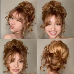 🤍 2000 Prom Hairstyles, Updo For Quinceanera, Fairy Bun Hairstyles, Birthday Updo Hairstyles, Old Fashioned Hairstyles Vintage, 2000s Prom Hair, Vampy Updo, Short Quince Hairstyles, Cute Hair Designs