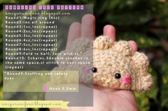 a hand holding a small crocheted teddy bear in it's right hand