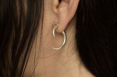 Pierced Small Hoop Ear Cuff Gift, Small Hoop Pierced Ear Cuff As Gift, Unique Drop Cartilage Earrings, Minimalist Brass Cartilage Earrings, Sterling Silver Ear Cuff As A Gift, Everyday Sterling Silver Pierced Cartilage Earrings, Modern Handmade Ear Cuff For Gifts, Pierced Silver Brass Cartilage Earrings, Handmade Minimalist Sterling Silver Ear Cuff