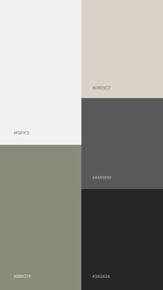 four different shades of gray, white and black are shown in the same color scheme