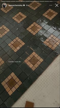 an image of a tile floor that looks like it has been stained green and brown