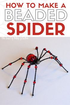 a spider made out of string and beads with the words how to make a beaded spider