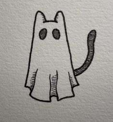 a black and white drawing of a ghost