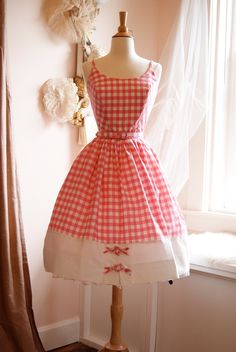 Gingham Sundress, 1950 Dress, Master Tailor, Vintage Clothing Boutique, White Summer Dress, Vintage Clothing Stores